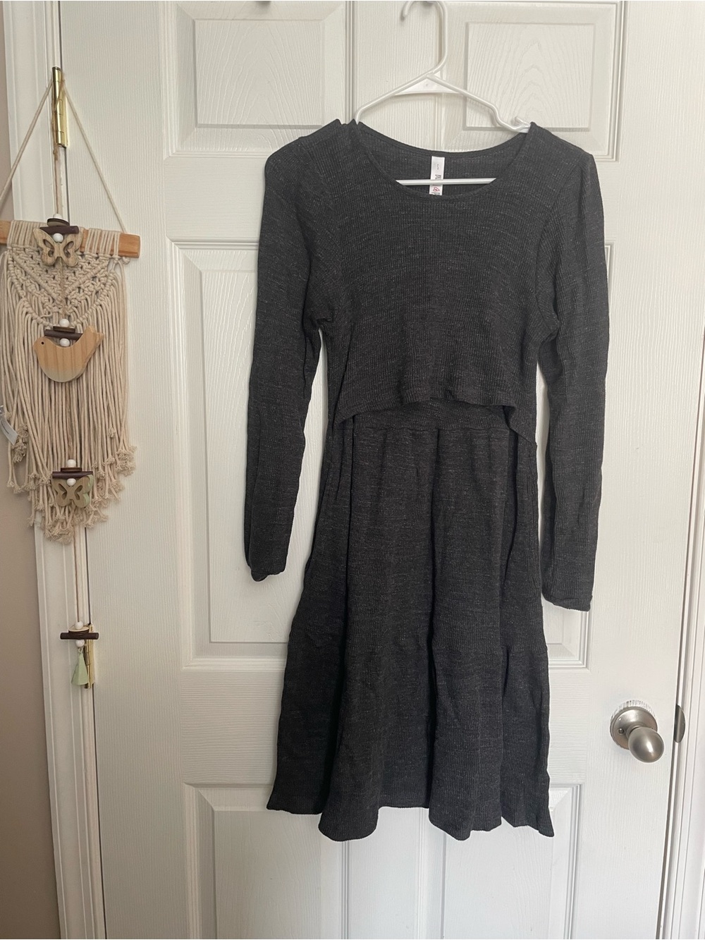 Latched Mama size Small Dark Gray Knit Long Sleeve Dress Breastfeeding